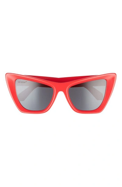 Shop Off-white Edvard 57mm Cat Eye Sunglasses In Red Dark