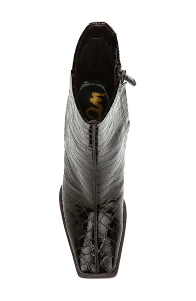 Sam Edelman Ivette Croc Embossed Flared Block Heel Bootie In Saddle