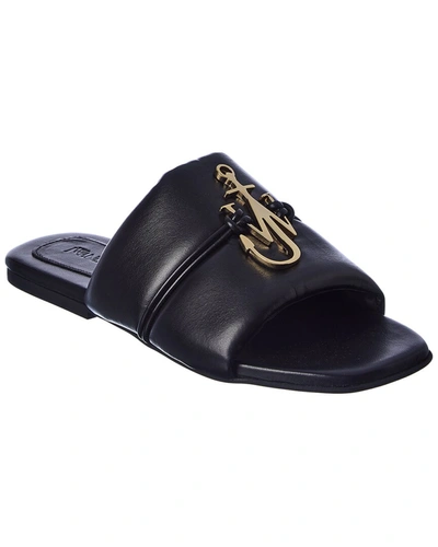 Shop Jw Anderson Anchor Leather Slide In Blue