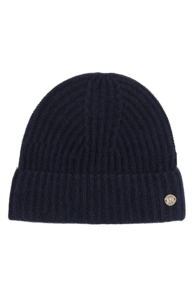 Shop Bruno Magli Cashmere Ribbed Knit Beanie In Navy