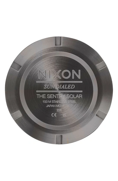 Shop Nixon Sentry Solar Leather Strap Watch, 40mm In Gunmetal
