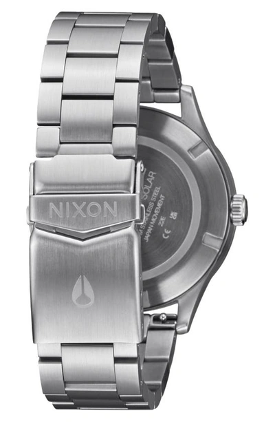 Shop Nixon Sentry Solar Bracelet Watch, 40mm In Navy Sunray / Silver