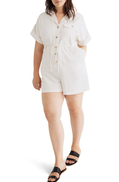 Shop Madewell Belted Safari Romper In Lighthouse