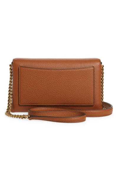 Shop Tory Burch Kira Pebble Leather Wallet On A Chain In Light Umber
