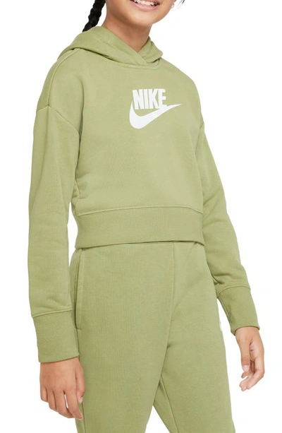 Nike Sportswear Club Big Kids' (girls') French Terry Cropped Hoodie In Green  | ModeSens