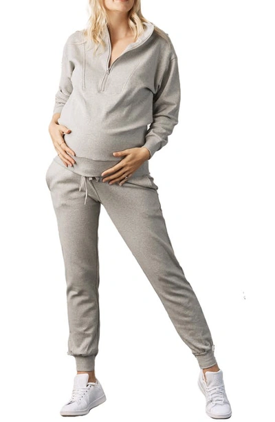 Shop Angel Maternity Maternity/nursing 2-piece Track Set In Marl Grey