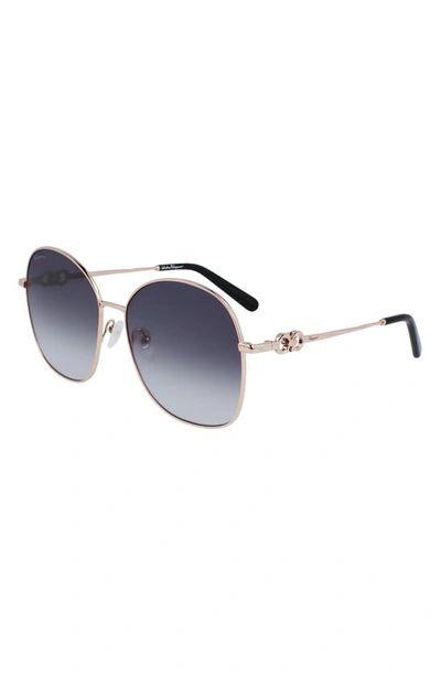 Shop Ferragamo 59mm Gradient Sunglasses In Rose Gold/ Grey Gradient