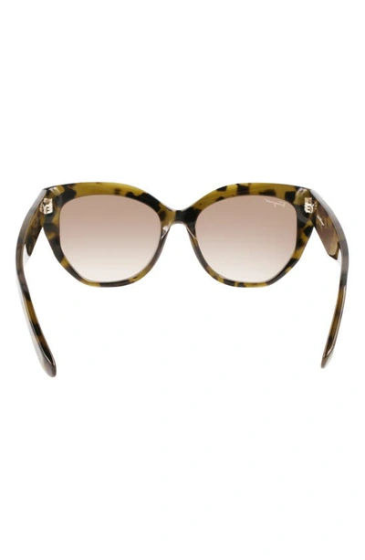 Ferragamo 56mm Gradient Cat Eye Sunglasses In Tortoise Green