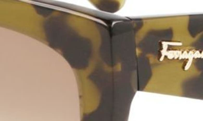 Ferragamo 56mm Gradient Cat Eye Sunglasses In Tortoise Green