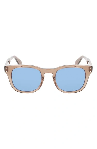 Shop Ferragamo 49mm Small Rectangular Sunglasses In Brown Transparent