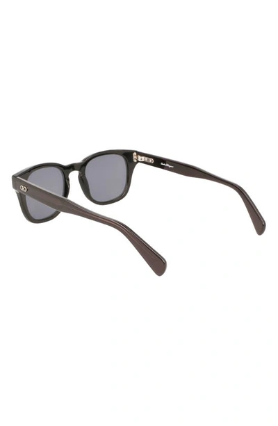 Shop Ferragamo 49mm Small Rectangular Sunglasses In Black