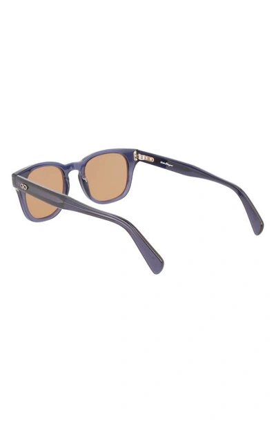 Shop Ferragamo 49mm Small Rectangular Sunglasses In Blue Transparent