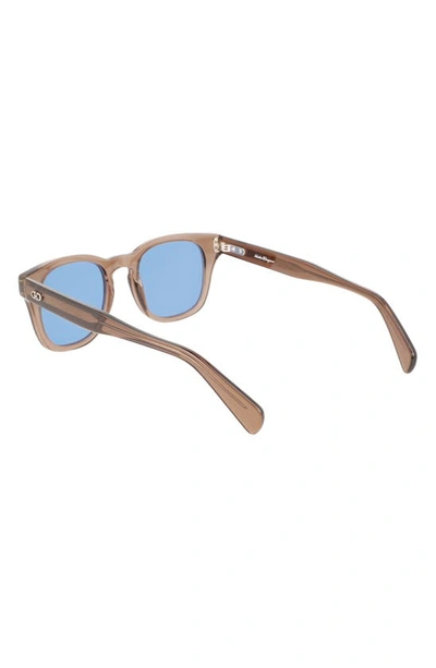 Shop Ferragamo 49mm Small Rectangular Sunglasses In Brown Transparent