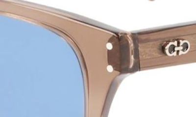 Shop Ferragamo 49mm Small Rectangular Sunglasses In Brown Transparent