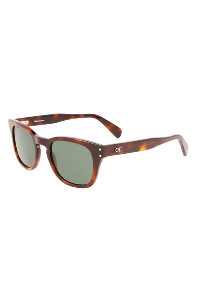 Shop Ferragamo 49mm Small Rectangular Sunglasses In Tortoise