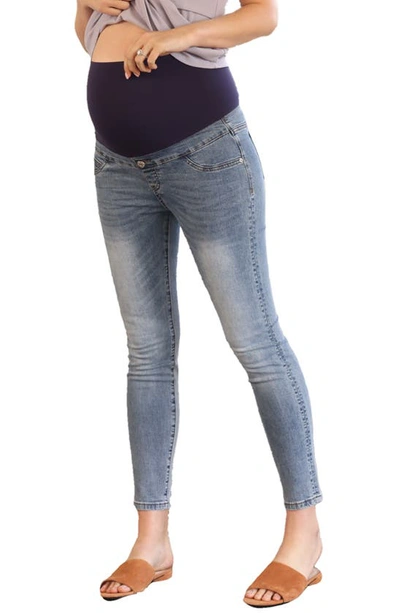 Shop Angel Maternity Maternity Crop Skinny Jeans In Light Blue