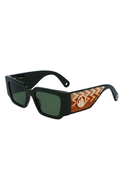 Shop Lanvin 52mm Rectangle Sunglasses In Dark Green