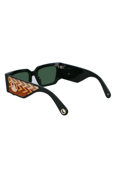 Shop Lanvin 52mm Rectangle Sunglasses In Dark Green