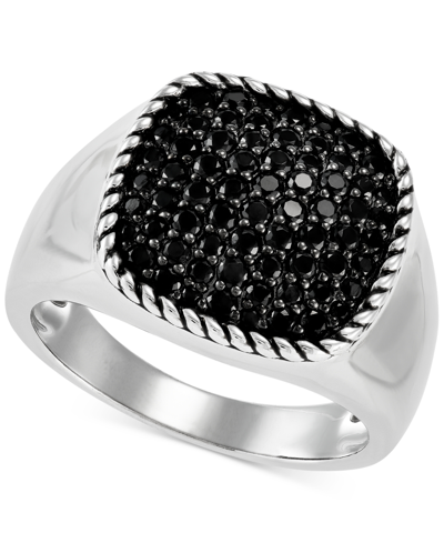Macy's Men's Lab Created Black Spinel (1-1/2 Ct.tw.) Band Ring In Sterling Silver In Black Spinel