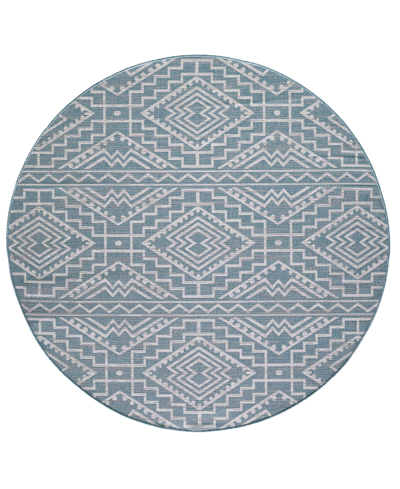 Kas Provo 5779 7'10" X 7'10" Round Outdoor Area Rug In Aqua