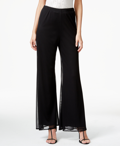 Shop Msk Wide-leg Mesh-overlay Pants In Black
