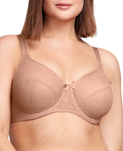 Glamorise Plus Size Full Figure Wonderwire Lace Comfort Bra In Cappuccino