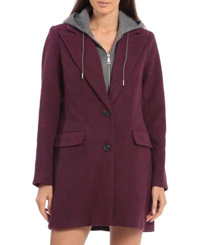 Shop Avec Les Filles Women's Single-breasted Twill Hoodie Coat In Sorority Purple