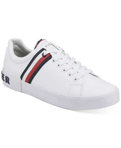 Shop Tommy Hilfiger Men's Ramus Stripe Lace-up Sneakers In White Multi