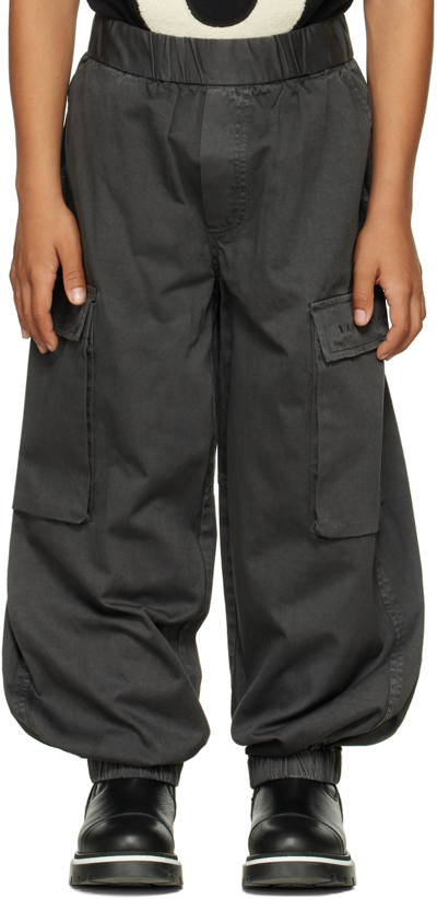 Shop Mm6 Maison Margiela Kids Gray Faded Cargo Pants In M6900 Black