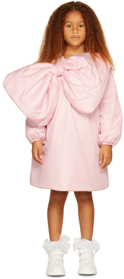Shop Crlnbsmns Kids Pink Padded Bow Dress In Co Light Pink
