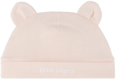Shop Palm Angels Baby Pink Teddy Bear Beanie In Salmon Pink