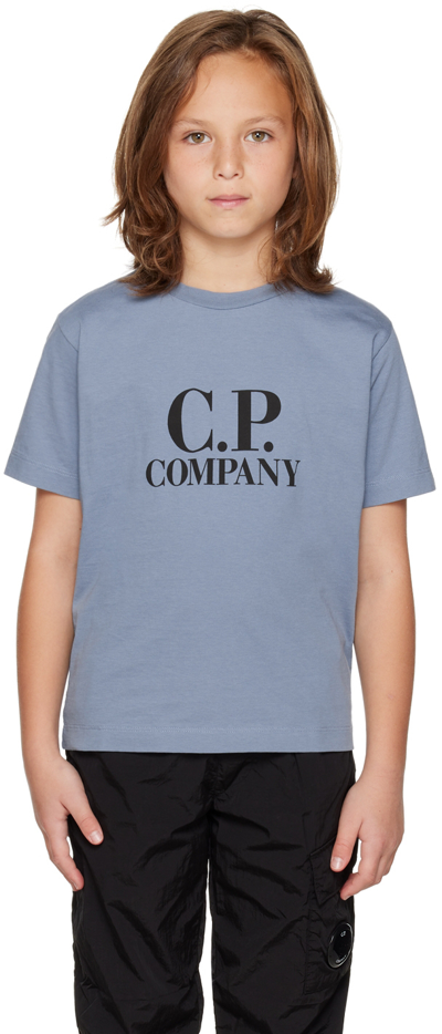 Shop C.p. Company Kids Blue Logo T-shirt In 843 Infinity