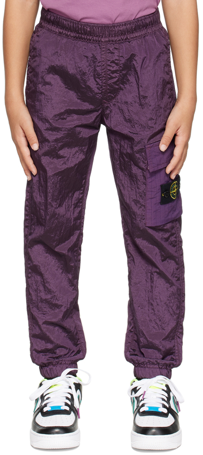 Shop Stone Island Junior Kids Purple Nylon Metal Track Pants In V0045 Magenta