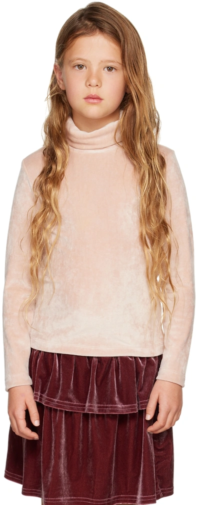 Shop Crlnbsmns Kids Pink Velvet Turtleneck In Velvet Skin