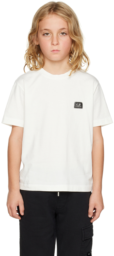 Shop C.p. Company Kids White Print T-shirt In 103 Gauze White