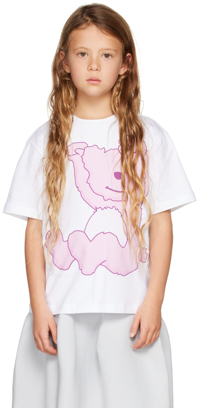 Shop Crlnbsmns Ssense Exclusive Kids White & Pink Bear T-shirt In Print Pink