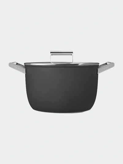 Shop Smeg Nonstick Casserole Pan Dish With 10" Lid In Black