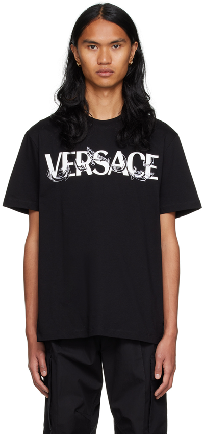 Shop Versace Black Barocco Silhouette T-shirt In 1b000 Nero