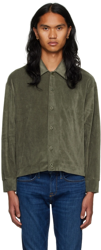 Shop Lady White Co. Khaki Spread Collar Jacket In Cement
