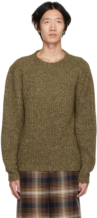 Shop Officine Generale Khaki Marco Sweater In Olive