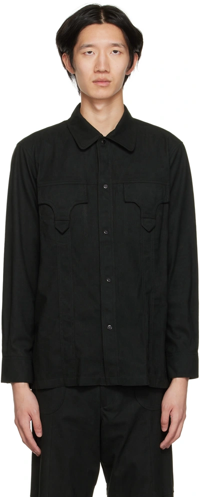 Shop Sasquatchfabrix Black Bush Faux-leather Shirt