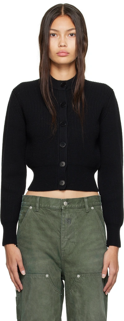 Shop Alexander Wang T Black Crewneck Cardigan In 001 Black