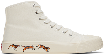 Shop Kenzo Off-white  Paris School High-top Sneakers In 02 - Off White