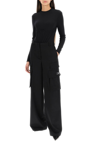 Shop Versace Stretch Jersey Corset Bodysuit In Black