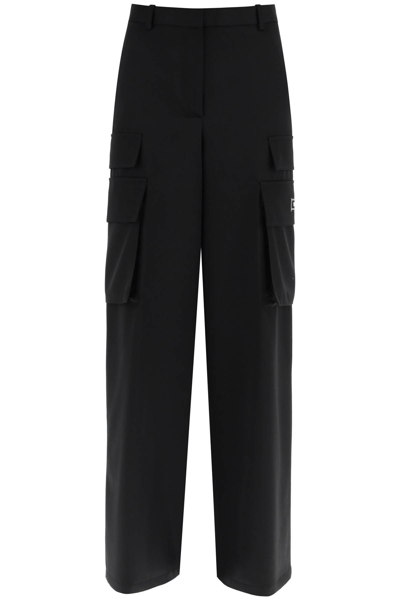 Shop Versace Wool Cargo Pants In Black