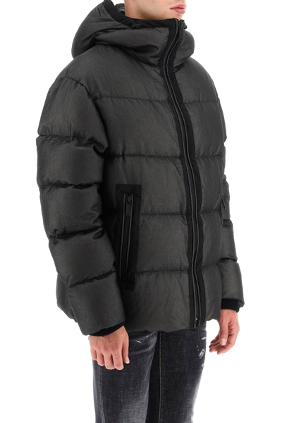 Dsquared2 Nylon Down Jacket With Logo Patch In Black