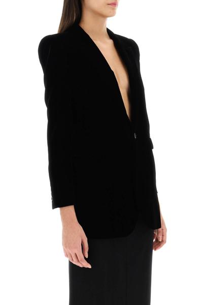 Shop Saint Laurent Velvet Single-breasted Jacket In Black