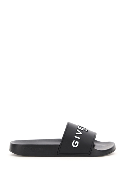 Shop Givenchy Rubber Slides With Logo In Black