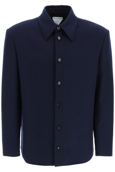Shop Bottega Veneta Wool Flannel Jacket In Blue