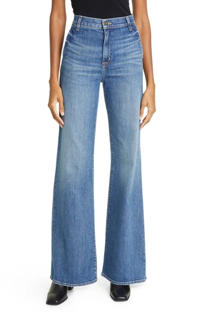 Nili Lotan Noeme Lace-up Stretch Wide-leg Jeans In Classic Wash